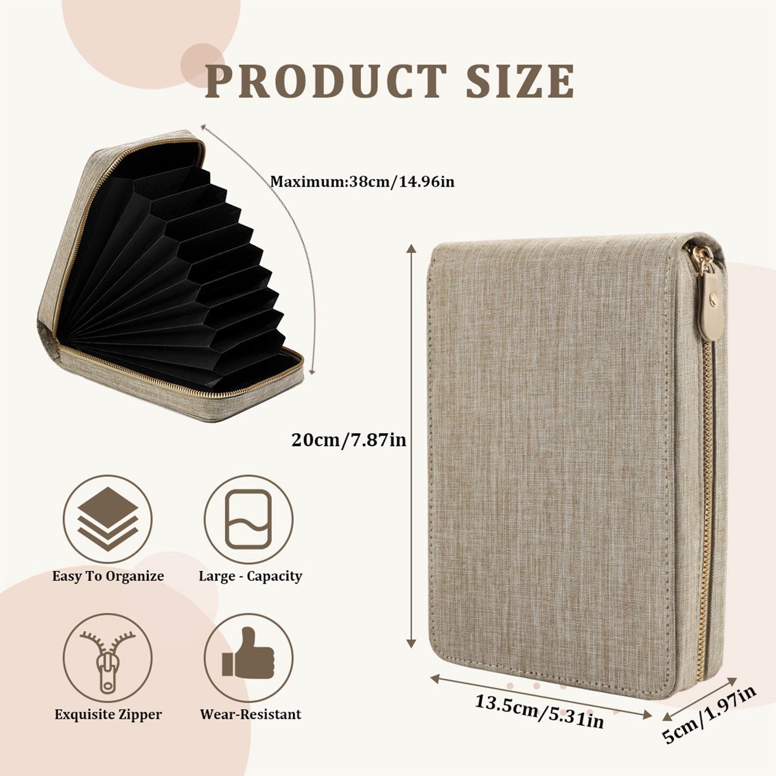 Empty Circular Knitting Needle Storage Bag, Zipper Organizer Case for Crochet Sewing Accessories, Needle Holder with Clear View Pockets, Portable Knitting Needle Case for , Empty Ring Needle Bag