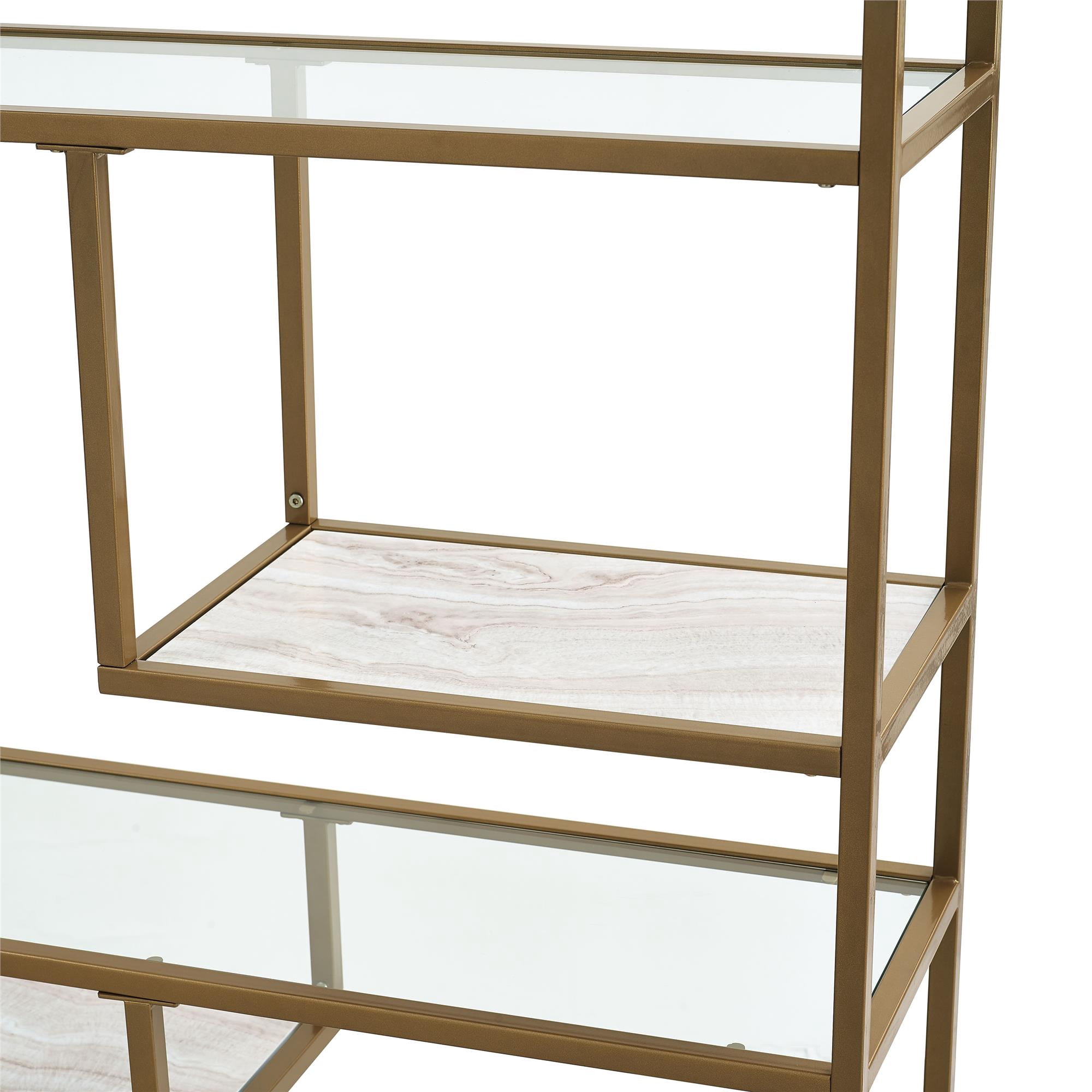 DHP Moriah Bookcase Etagere, Living Room & Home Office, Brass