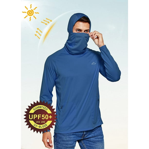 Men's Sun Protection Hoodie Fishing Hiking Shirt Long Sleeve SPF UV Shirt  with Face Mask Lightweight 