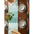 thumbnail image 2 of Teal Chevron Table Runner Cotton Linen 72 Inch Holiday Dresser Scarves,Ombre Geometric Ocean Wave V-shaped Tablerunner for Kitchen Coffee Dining Bedroom Home Living Room Dinner Scarf Décor 13''x72'', 2 of 9