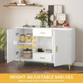 thumbnail image 4 of Uforic Sideboard Buffet with Doors& Drawers Buffet Cabinet with Adjustable Shelf& Wine Glass Holder, Modern Coffee Bar Cabinet for Living Room, Dining Room,White, 4 of 9