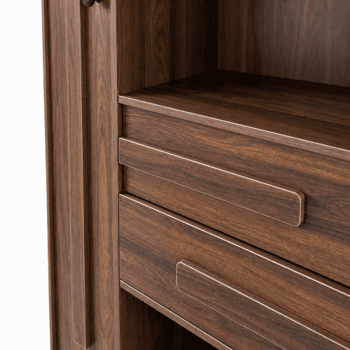 68.9" H Tall Freestanding Storage Cabinet with Fluted Door, 2 Drawers & Open Shelves – Multi-Purpose Organizer for Bedroom, Living Room, Entryway & Office