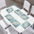 thumbnail image 2 of Reusable Table Place Mats 4 Pieces, Anti-Skid Oil-Proof Woven linen Insulation Placemat for Dining Table Patio Kitchen Decor, Blue Golden Marble, 2 of 6