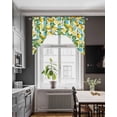 thumbnail image 3 of Summer Lemon Swag Valances for Windows, Small Curtains Drapes, Yellow Green Watercolor Botanical Aqua Striped Kitchen Window Curtains Over Sink Window Treatment Valance for Bedroom/Bathroom 56"x36", 3 of 5