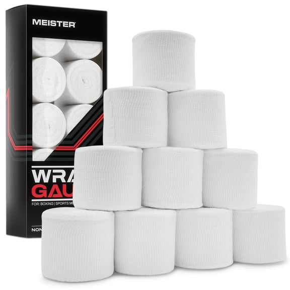 Meister Wrap Gauze Rolls - Triple-Woven Thick Cotton 15yd x 2" - White - 10 Rolls