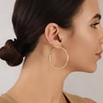 thumbnail image 3 of VEEDOFA Gold Plated Hoop Earrings for Women, 14K Gold Plated, Lightweight Hypoallergenic Earrings 50mm, 3 of 7