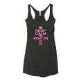 thumbnail image 2 of Keep Calm and Fight On Breast Cancer Awareness Tri-Blend Racerback Tank Top, Vintage Black, Small, 2 of 3