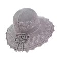 thumbnail image 3 of Sombrero para el sol, transpirable, tejido, protección solar, ligero, tejido a ganchillo, de moda, para playa. Gris, 3 of 9