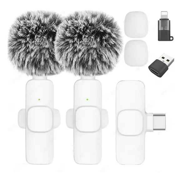 Wireless Lavalier Microphone Portable Audio Video Recording Mini Microphone for Android Camera Live Gaming Phone