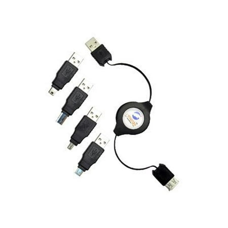 retrak retractable usb 2.0 cable with 4 adapter tips (etcableru2m)