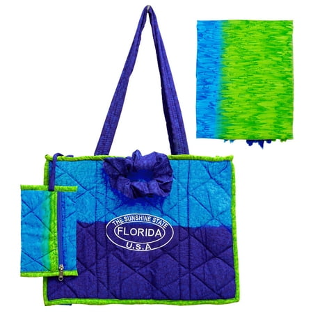 HAPPY BAY Women s Summer Water Resistant Pool Tote Bag with Matching Beachwear Holiday Sarong Wrap One Size Camouflage Blue