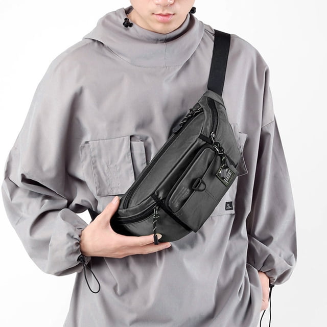 Bolsa De Pecho Bolsa de pecho para hombre, bolsas cruzadas de nailon seguras para senderismo, montañismo (gris)