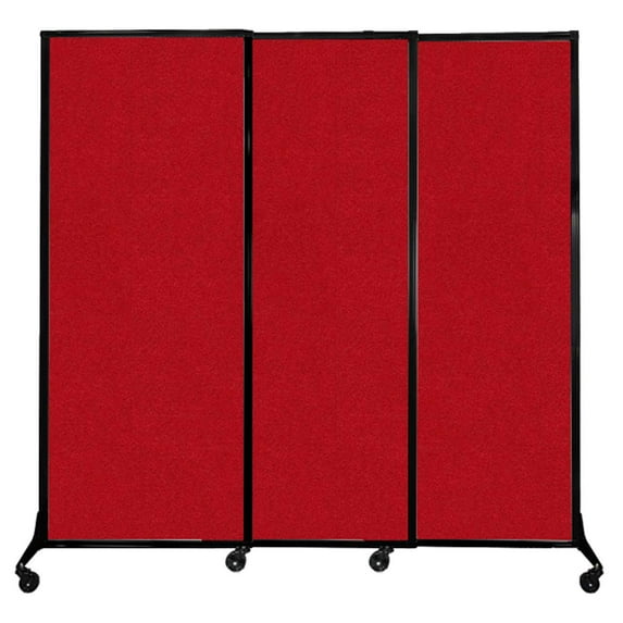 Versare QuickWall Sliding Portable Partition | Black Frame | 7' x 6'8" Red Fabric Panels