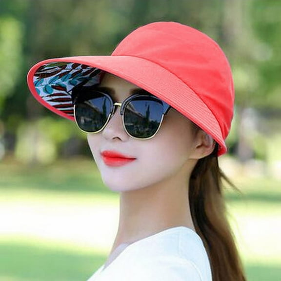 Wide Brim Sun Hats for Women Women'S Spring And Summer Fashion Top Line Large Edge Sunshade Hat,Red Women's Accessories Sun Hats