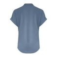 thumbnail image 6 of yardsong Lightning Deals Womens Cotton Linen Shirts Summer Casual Loose Fit Comfy Business Blouses V Neck Button Down Short Sleeve Tops 2024 Blue,XXXXL, 6 of 6