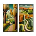 thumbnail image 2 of Designart "Journey through Mountains Rustic Road VII" Abstract Landscape Framed Wall Art Set Of 2 - Modern Green Gallery Wall Frame Set For Home Decor, 2 of 6