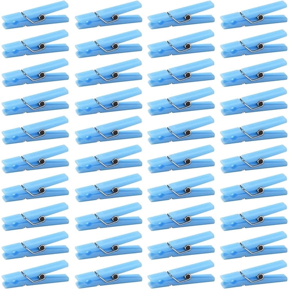 Tutuviw 100Pcs Blue Clothes Pins for Baby Shower, Girls Game, Mini Premium Plastic Clothespins Small Baby Shower Decorations for Party Gender Reveal Game DIY