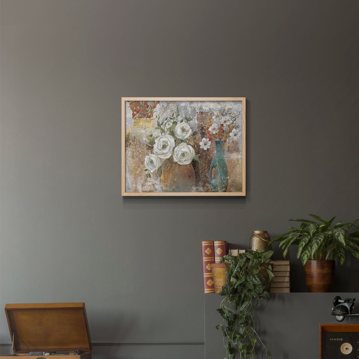Vessels and Blooms Spice by Nan - Restickable Framed Giclée Print