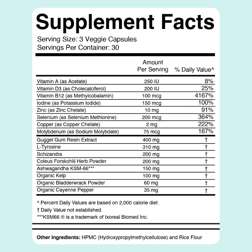 Dr.Colbert, MD Thyroid Zone | by Divine Health | Iodine | Zinc | Selenium | Schisandra | KSM-66 Ashwagandha | Organic Kelp | Bladderwrack | Vitamins A | D3 | B12 | 30 Day Supply | 90 Veggie Capsules