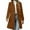 Brown, variant on Womens Long Coat Warm Button Peacoat Jacket Notched Dressy Trench Coats Fall Winter Outerwear White S