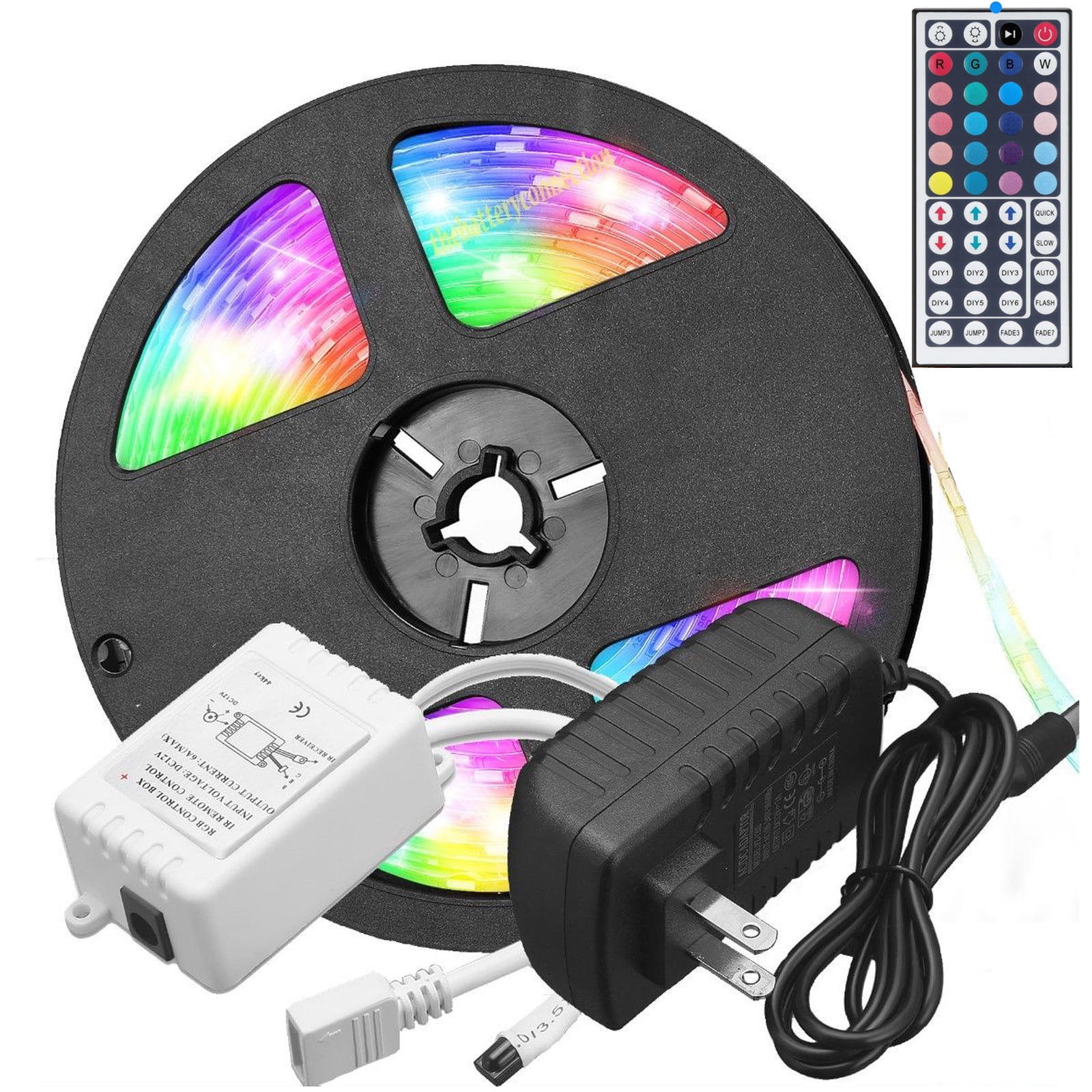 RGB 49.2ft 32.8ft Waterproof 2835 LED Strip Light SMD 44Key Remote+12V Power Kit 