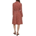 thumbnail image 3 of INSPIRE CHIC Vestido Midi Vintage de Flores con Cinturón y Mangas Largas de Chifón para Mujeres, Cuello con Lazo, XL Rojo y Blanco, 3 of 5