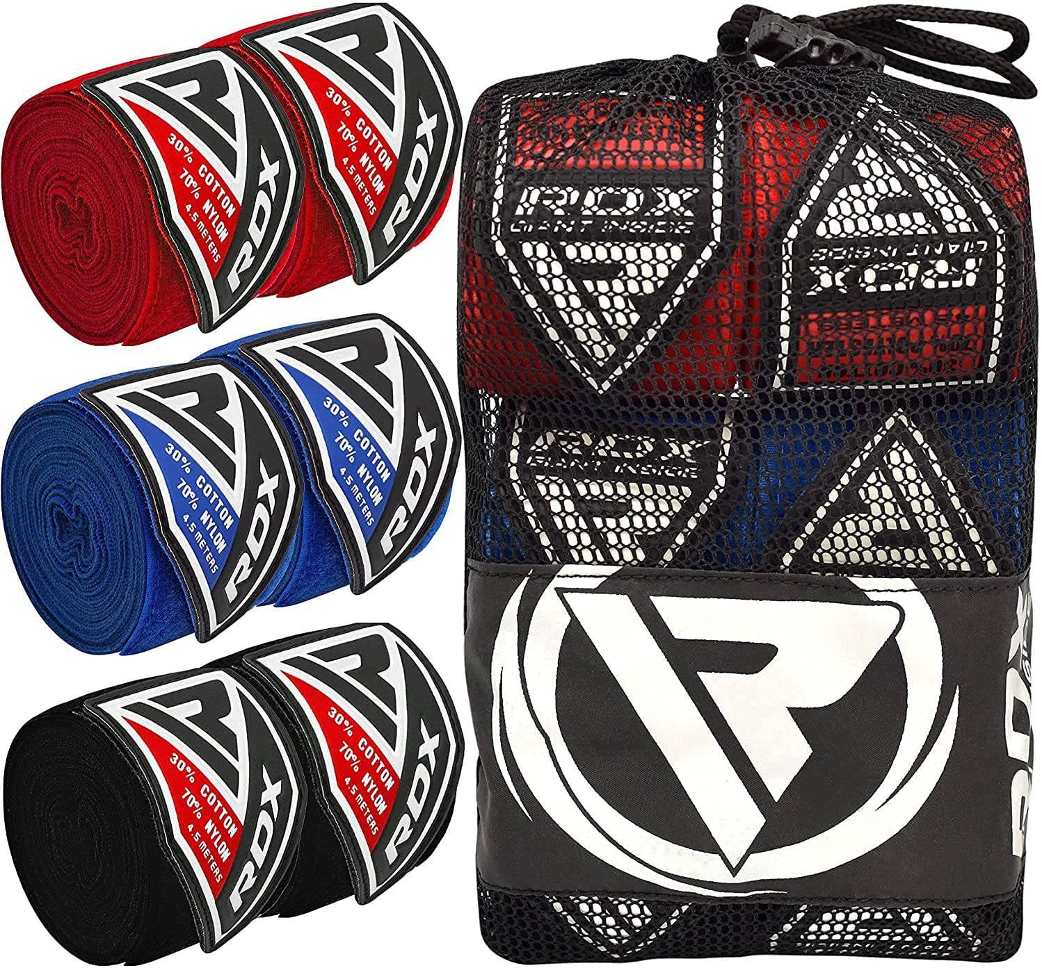 RDX Hand Wraps Inner Gloves, 4.5 Meter Elasticated Bandages under Mitts