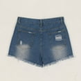 thumbnail image 6 of Taqqpue Denim Shorts for Women Stretchy Ripped Casual High Waisted Jean Shorts Printed Trendy Y2k Jorts Distressed Frayed Raw Hem Short Jeans On Clearance, 6 of 9