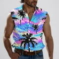 thumbnail image 2 of cllios Mens Button Down Tank Tops Tropical Palm Tree Printed Sleeveless Shirts Casual Collard Shirt with Pockets, 2 of 6