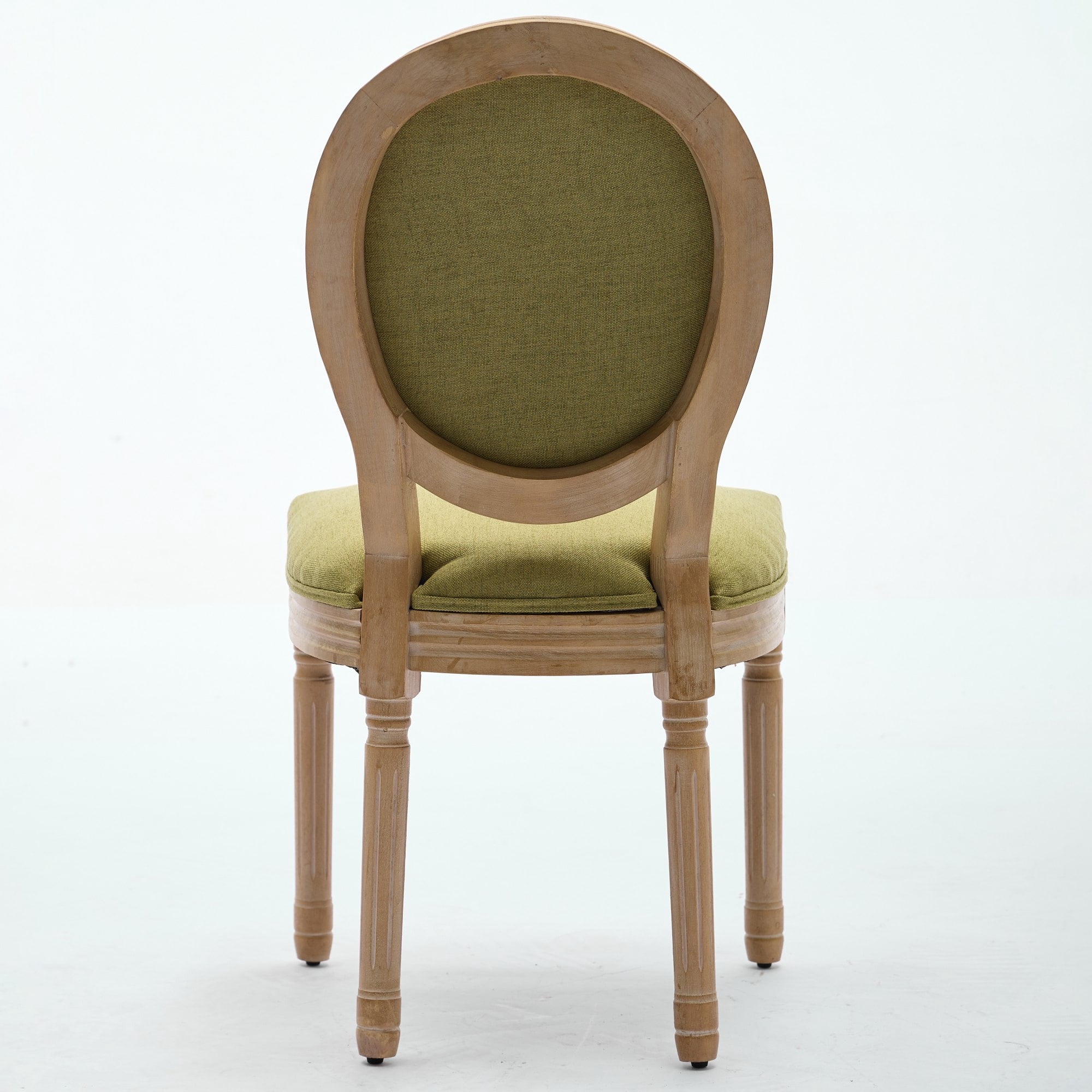 Miniyam Dining Chair Set of 2, French Style Antique Painting Linen Fabric Back, Olive Green