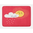 thumbnail image 1 of Rain Bath Mat, Valentines Day Theme Cloud and Sun Pattern with Heart Shaped Rays, Plush Bathroom Decor Mat with Non Slip Backing, 29.5" X 17.5", Dark Coral Mustard, by Ambesonne, 1 of 2