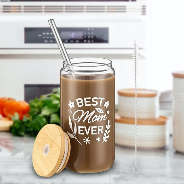 Taza de cristal con , taza de café, cristalería, tarro de cristal, taza para beber transparente con tapa para el hogar, fiesta, cocina, batido,