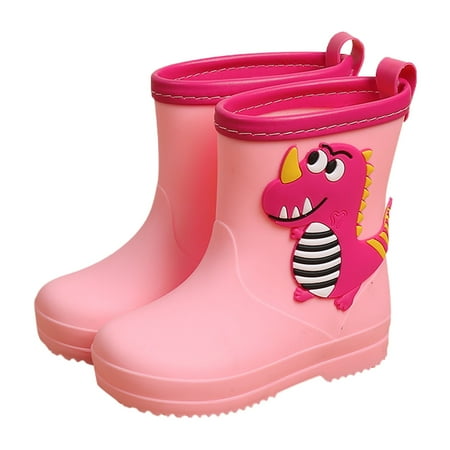 

kpoplk Kids Winter Boots Classic Children Rainboots PVC Rubber Children Water Shoes Waterproof Rain Boots Kids Toddler Boots(Pink)