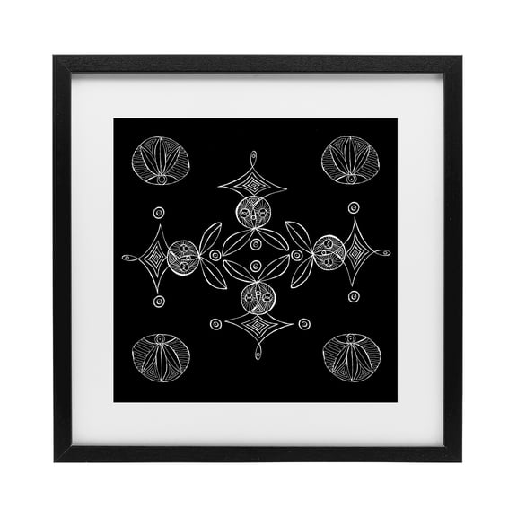 Stupell Industries Eclectic Simple Monochrome Fractals Black Framed Print Under Glass, 13 x 13, by El Perkin