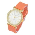 thumbnail image 5 of Stand Out Get Noticed! Big Face Ladies Bejeweled Rubber Iced Out Colorful Watch with Genuine Rhinestone Diamond Accents - Touch of Female Celebrity Glamour - ST10800 Coral, 5 of 5