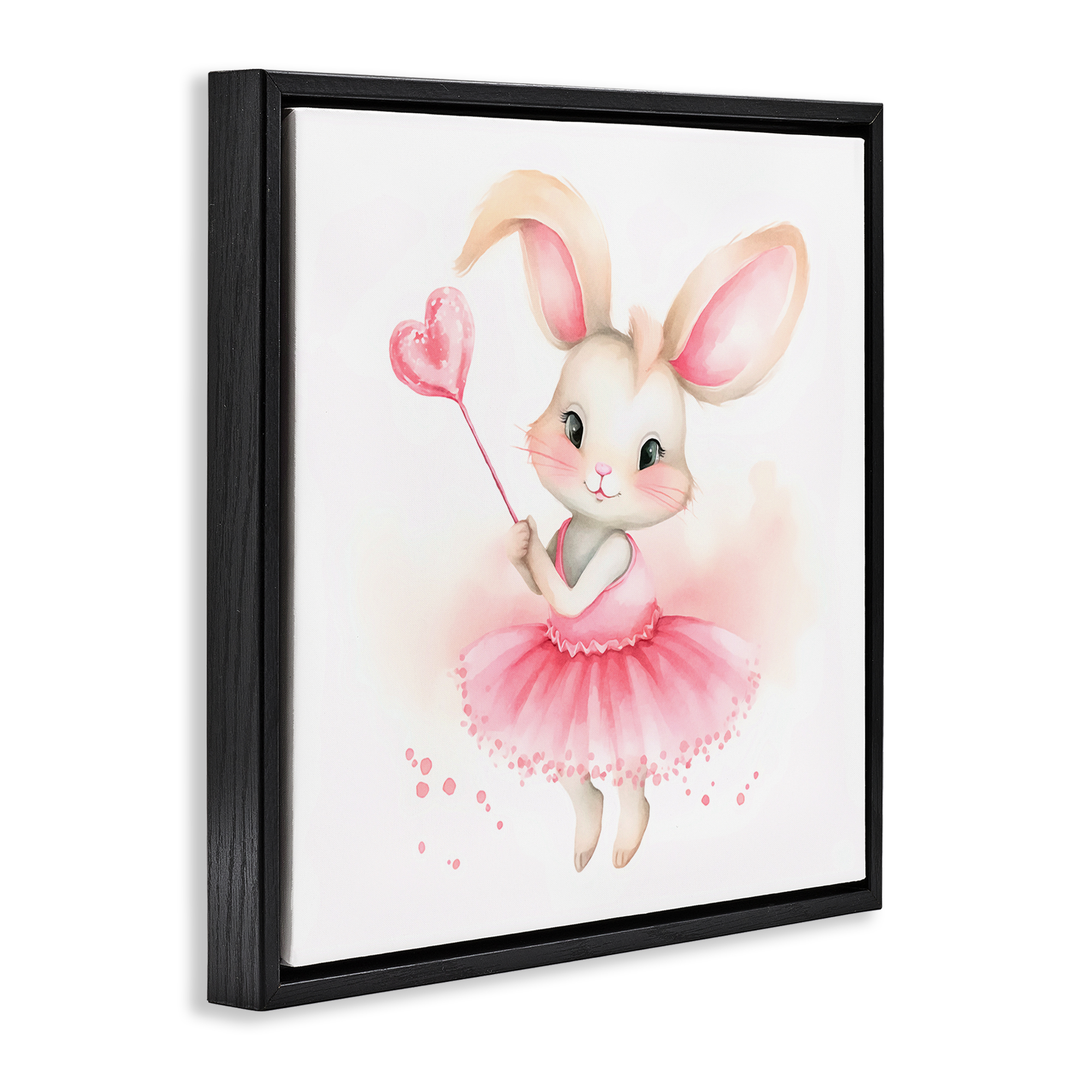 Stupell Industries Ballerina Bunny with Wand Animals Painting Black Floater Framed Canvas Art Print Wall Art, 25 x 25