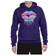 thumbnail image 2 of Wild Bobby, Dripping Lipstick Lips Cute Pink Blue Lips Gift Beauty Makeup Lover, Streetwear, Unisex Graphic Hoodie Sweatshirt, Purple, 3XL, 2 of 3