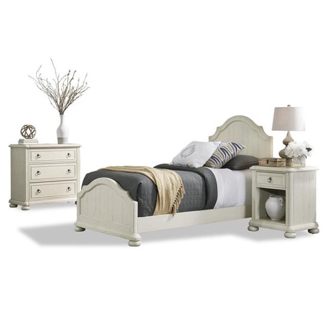 Homestyles 5502-4021 Chambre Simple Taille Lit avec Table de Chevet et Poitrine & 44; Blanc Cassé