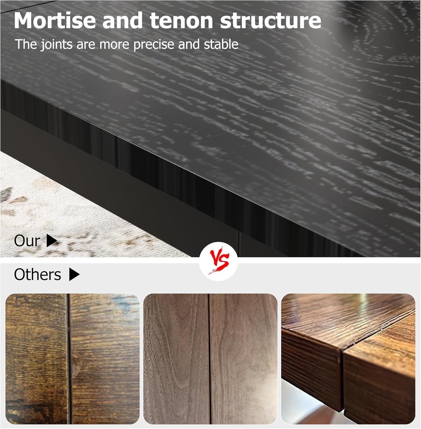 71" Industrial Dining Table, Large Rectangle Kitchen Table with Metal Legs, Round Corners, Wooden Conference Tables Writing Desk for Dining Room, Living Room, Classic Black