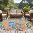 thumbnail image 4 of Round Rugs 6Ft, Seahorse Coastal Round Area Rug Washable Indoor Throw Carpet, Summer Nautical Starfish Coral Brown Anchor Soft Non Slip Circle Rug for Office Cabinet Home Decor Aesthetic, 4 of 8