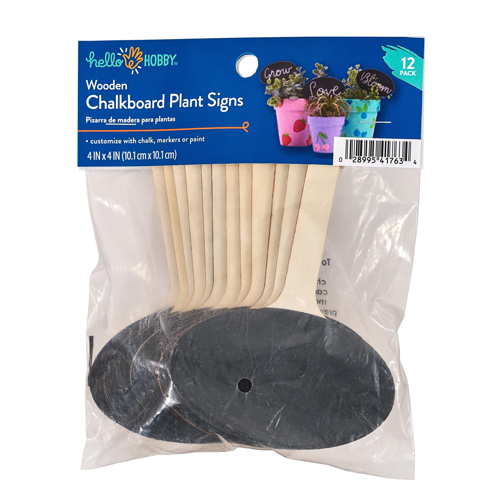 Hello Hobby Chalkboard Plant Pokes, 12-Pack, 4 x 4 Inch