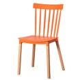 thumbnail image 1 of Modern Plastic Dining Chair Windsor Design with Beech Wood Legs, Orange, 1 of 7