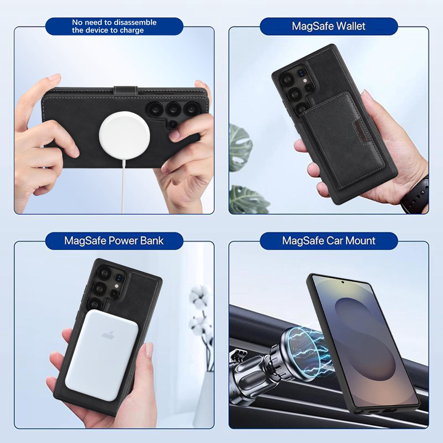Dteck for Samsung Galaxy S24 Ultra Case Detachable Wallet Case with Card Holder, 3 in 1 PU Leather Flip Folio with RFID Blocking Stand Shockproof Phone Cover,Black