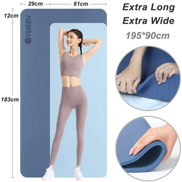 Yoga Mat Large Exercise Mat 195 x 90CM Eco Friendly Yoga Mat 10mm Thick  Workout Mat with Carrying Strap & Bag 