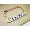 thumbnail image 3 of [Officially Licensed USMC Product] - Motorcycle Domed Custom-Made Personalized Metal License Plate Frame Frame with US Marines The Few The Proud and EGA Gold Emblem Design - Gold, 3 of 9