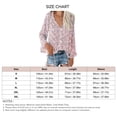 thumbnail image 5 of Tops de manga larga con estampado floral,Blusa de gasa con cuello en V Blusa de manga larga con cordón Tops de manga larga Solución innovadora, 5 of 5