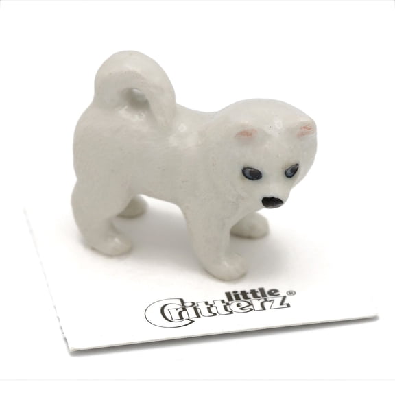 Little Critterz Eskimo Dog “Eskie” Miniature Porcelain Figurine, Hand-Painted Collectible Arctic Dog Statue, Wildlife Home Décor Display Piece, Gift for Dog Lovers and Collectors