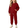 thumbnail image 6 of XAOFW Girl Outfits Long Sleeve Solid Color Sweatshirt Jogger Sweatpants Little Girls Fall Winter Cozy Clothes Sets 10-11 Years, 6 of 9