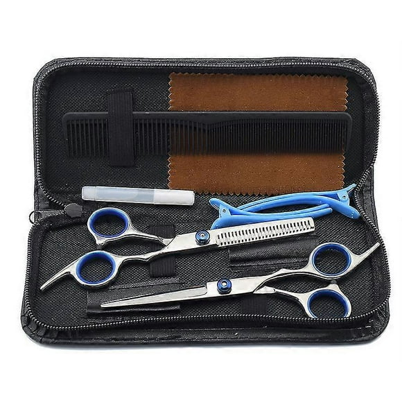 Blue Hairdressing Scissors Set,6 Inch Hair Cutting Shears Thinning Scissors Kit -razor Sharp- Barber Hair Cutting Scissors