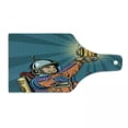 thumbnail image 1 of Astronaut Cutting Board, Colorful Astronaut Holding Beer Thirsty for Beer Long Voyage Retro Style Drawing, Tempered Glass Cutting and Serving Board, Wine Bottle Shape, Multicolor, by Ambesonne, 1 of 1